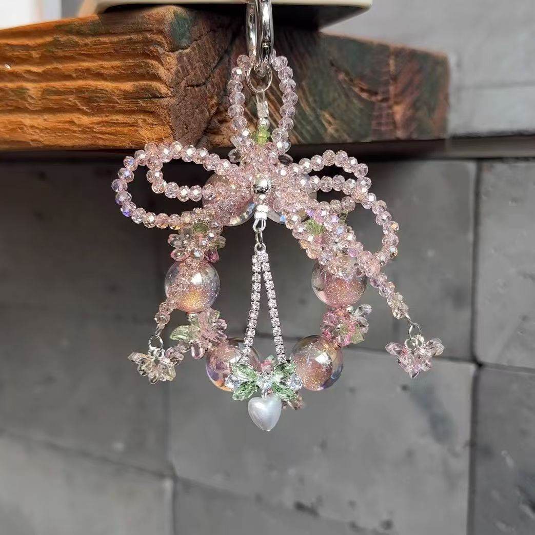 New Sweet Bow Beaded Mobile Phone Charm Hanging