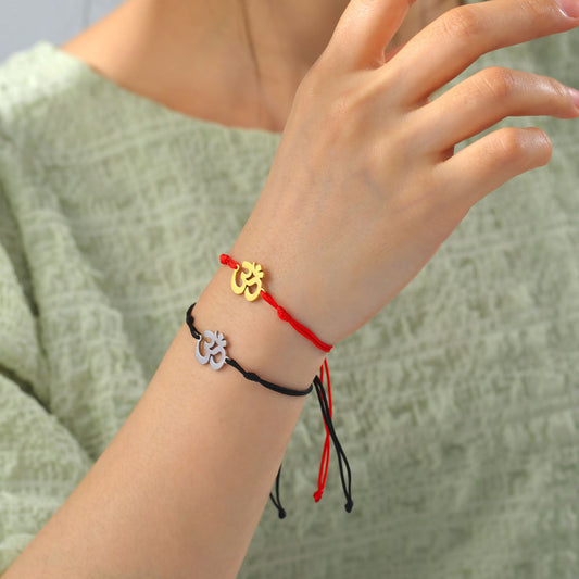 Titanium Steel Gold Indian Yoga Symbol Bracelet