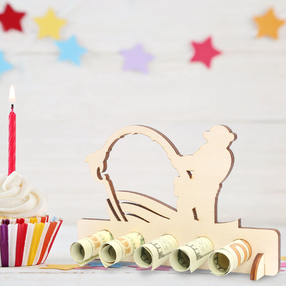 Fishing-Themed Wooden Decorations - Figurative Table Accessories For Themed Celebrations And Parties - Party Accessory Set