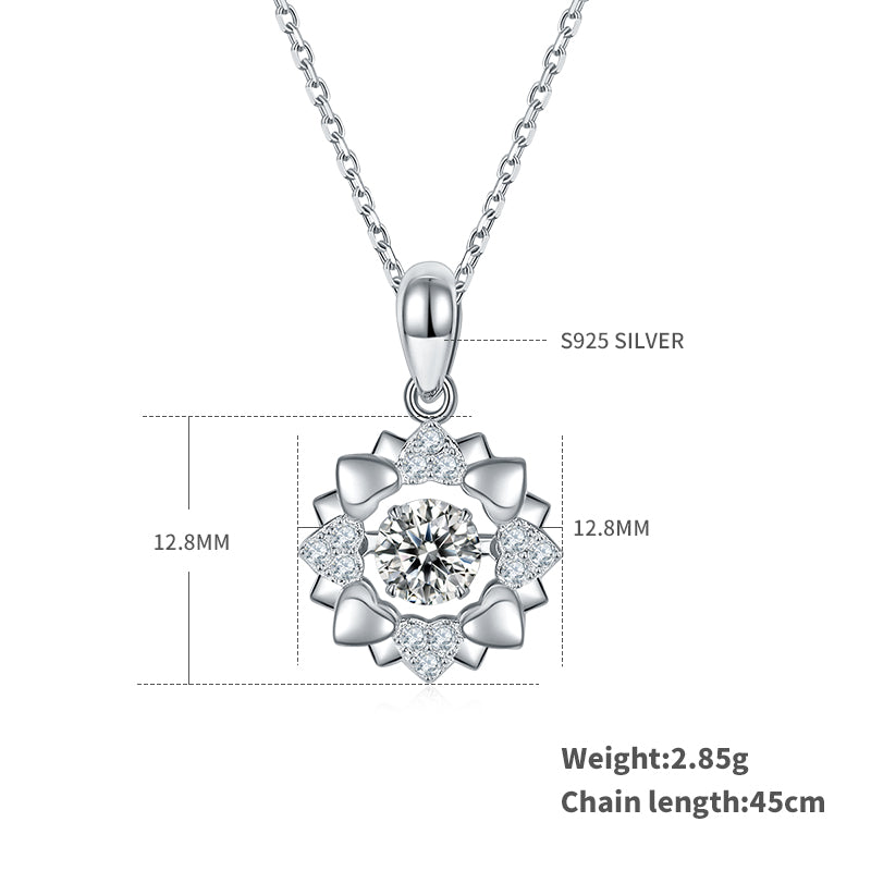 S925 Sterling Silver 0.5ct D Color VVS1 Moissanite Flower Pendant Necklace 45cm Platinum Plated GRA Certified Gift Box