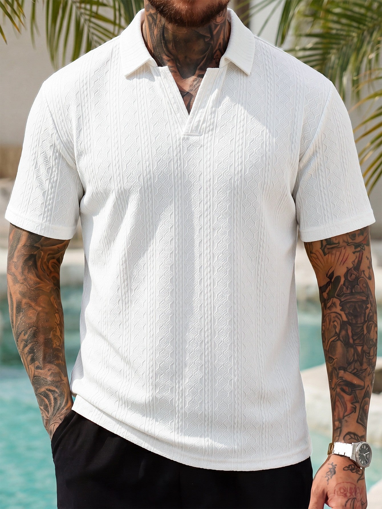 Summer New Arrival Mens Jacquard Polo Shirt