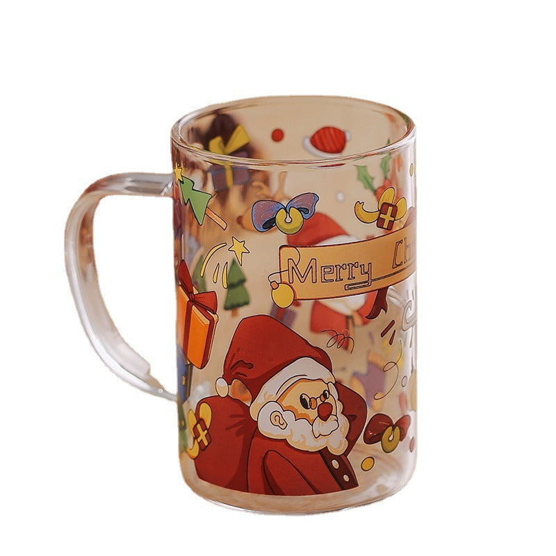 Christmas Gift High Beauty Creative Cup Christmas Snowman Glass Cup High Temperature Resistant