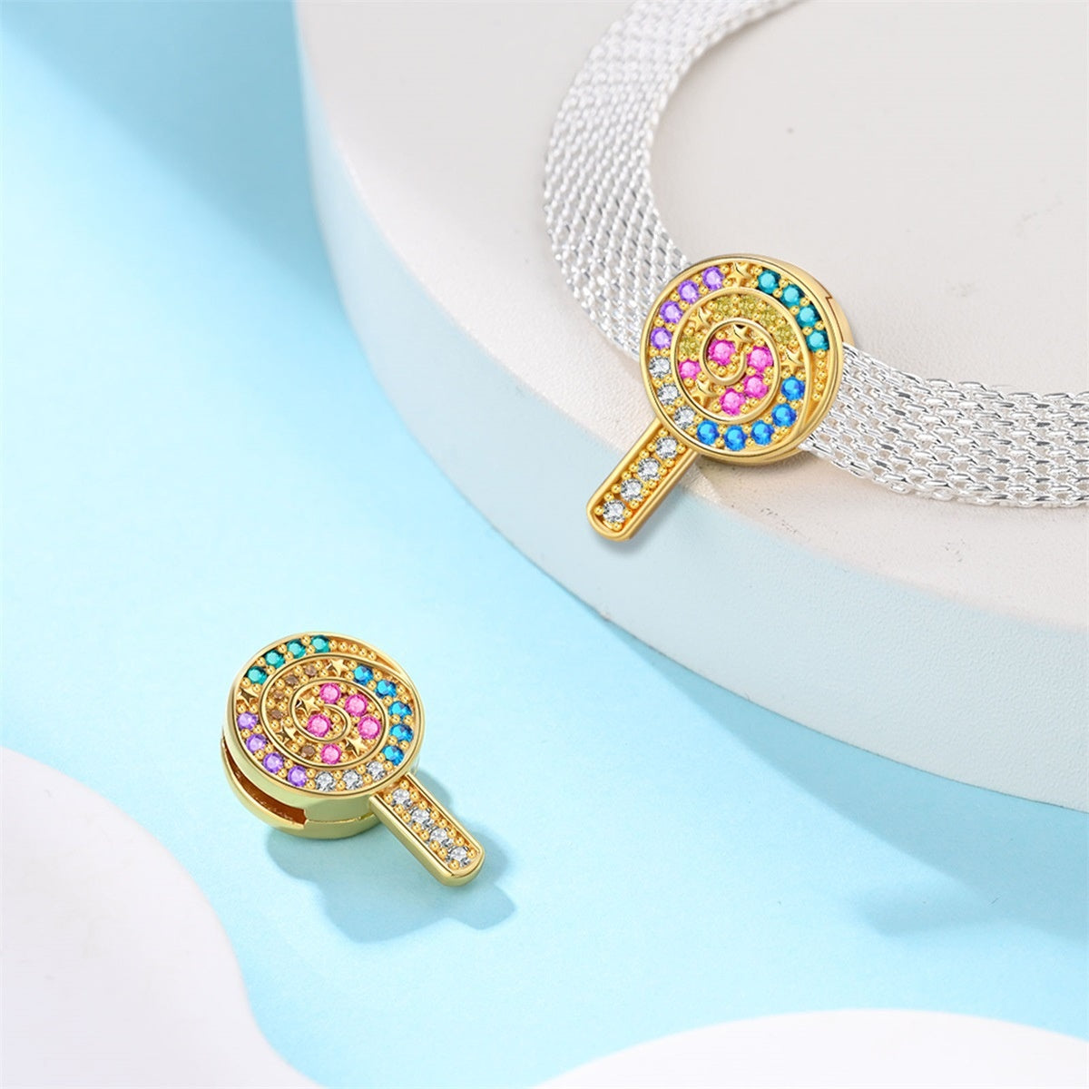 Copper-plated Heart-shaped Beads DIY Flat Bracelet Bead Accessories