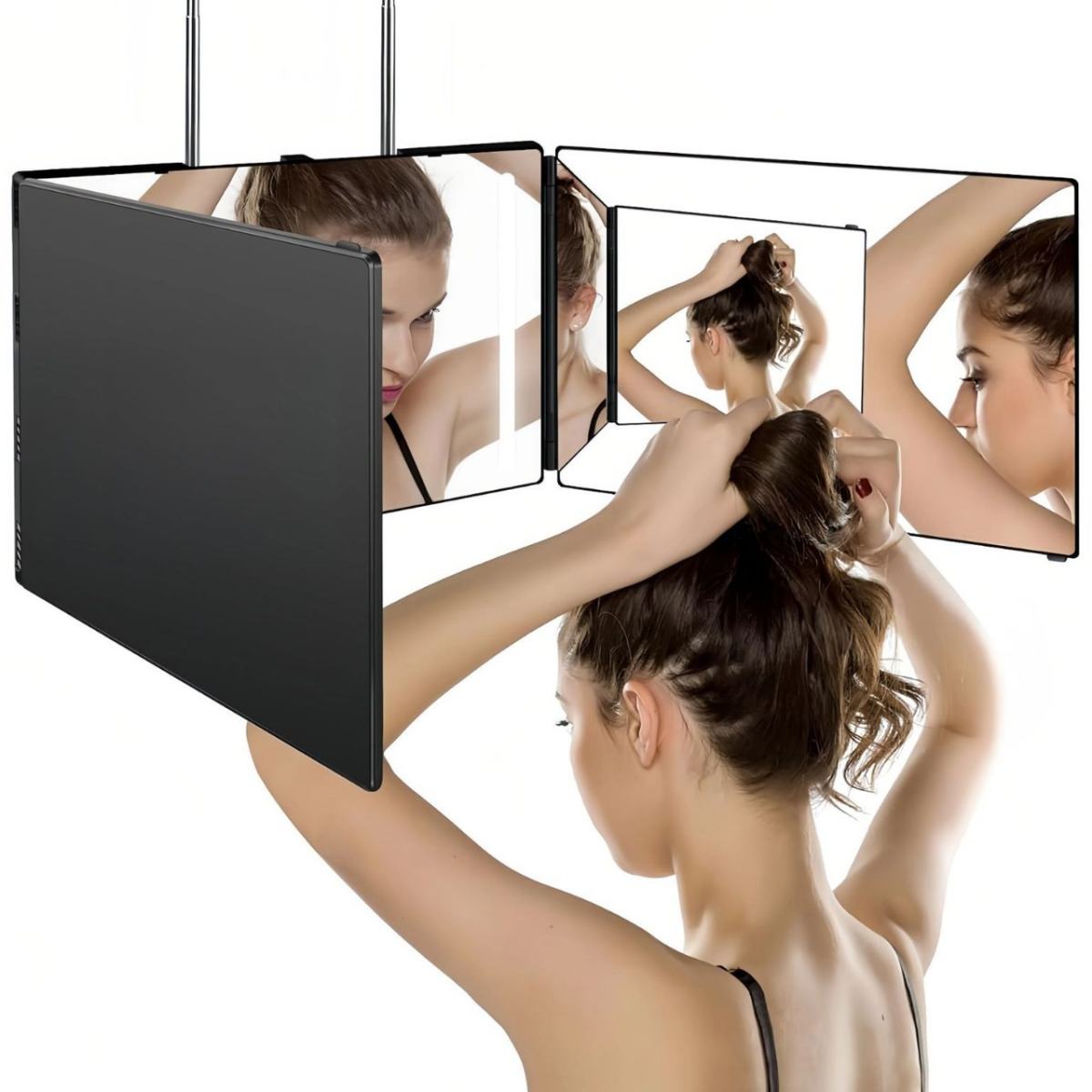 Amazon Bestseller Extendable Suspended Three-Sided Folding Makeup Mirror