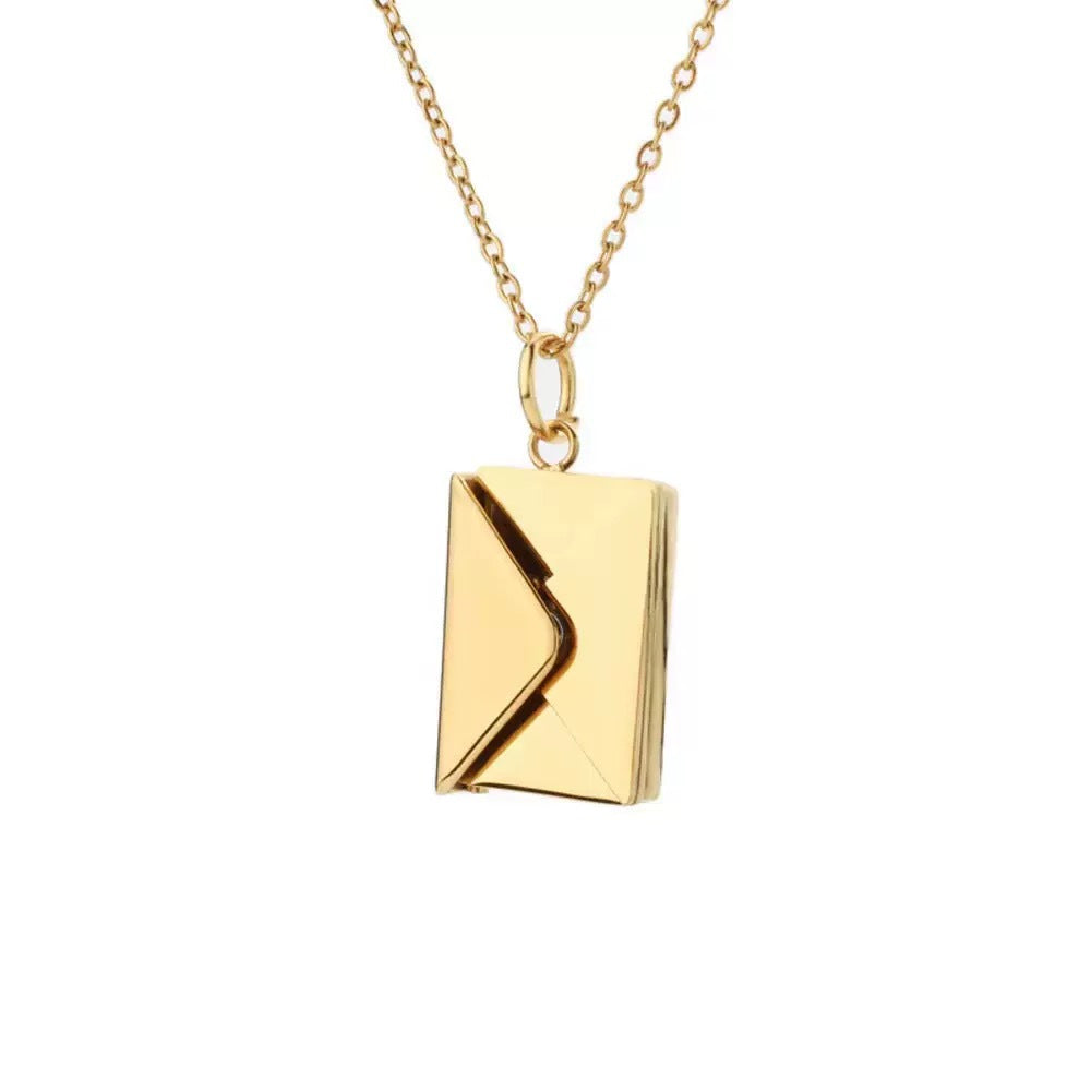 Personalized Flip Envelope Pendant Creative Gift Stainless-steel Jewelry Apple-box Set