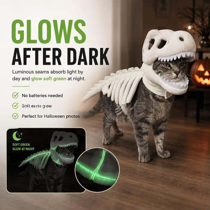 Dark Dinosaur Skeleton Pet Costume