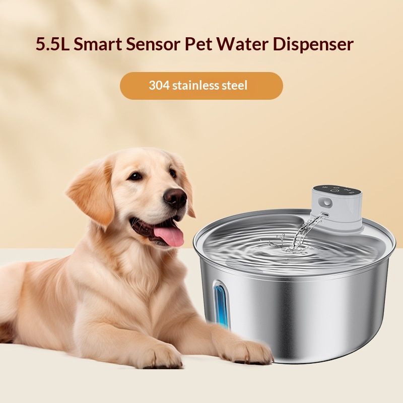 304 Stainless Steel Wireless Plug-Free Pet Water Fountain