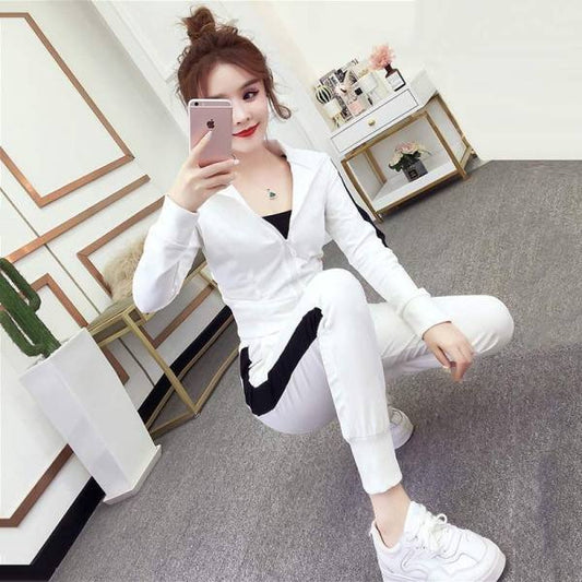 Womens Fashionable Active Casual Long-Sleeve Set