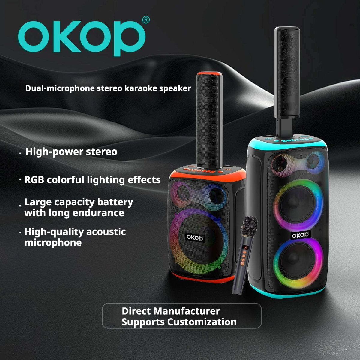 KP-8009 Wireless Bluetooth Speaker 120W High-Power Dual-Microphone Karaoke Portable Outdoor Family Gathering Speaker