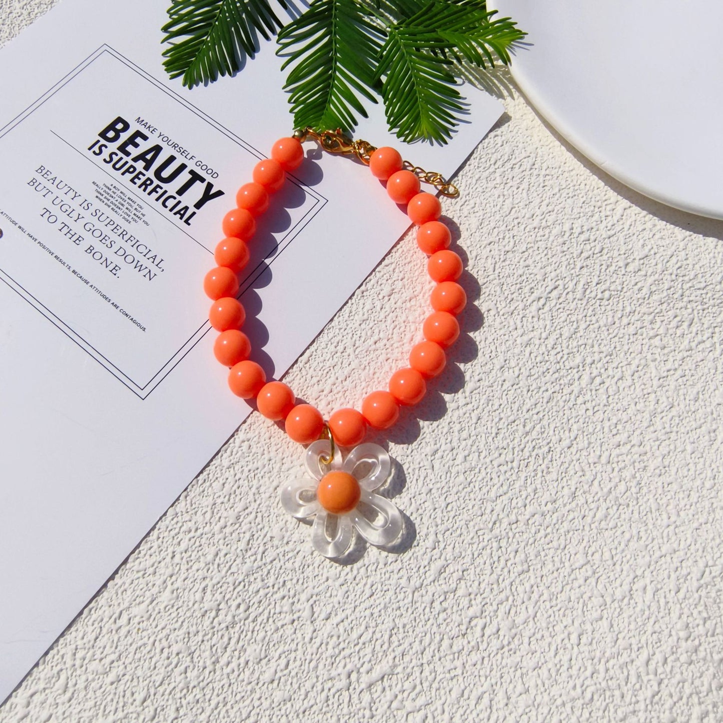 Dopamine Flower Pearl Pet Necklace