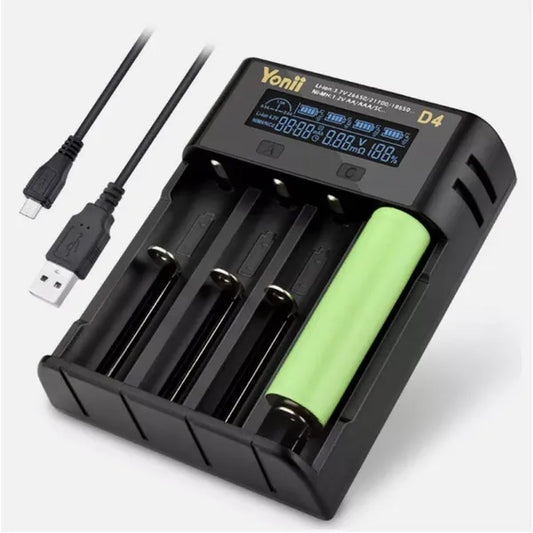 YONII 4-Slot USB LCD Smart Battery Charger For NiMH Li-ion SC/F6 AA AAA Batteries, 2025