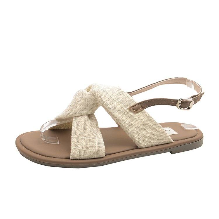 Women French Style Flat Roman Sandals, Summer Outdoor Comfortable Beach Sandals, Versatile To Match Dresses