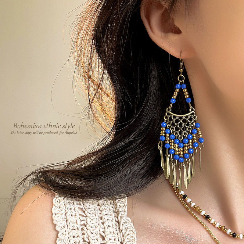 Women's Blue Heart Ear Cuff Non Piercing Trendy Love Heart Fake Earrings Jewelry Gift