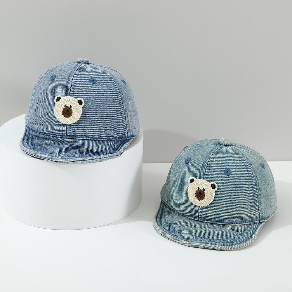 Summer Children's Knit Teddy Bear Applique Floppy Brimmed Cute And Soothing Baby Baseball Cap Suitable For Daily Commuting And Outdoor Wear