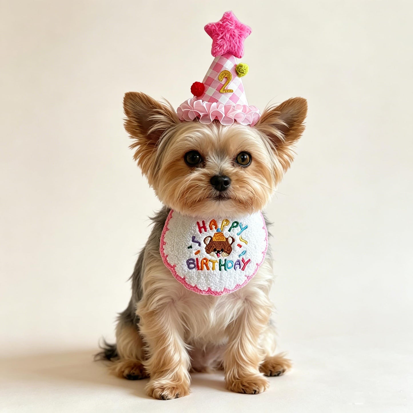 Cat Birthday Party Supplies, Cat Birthday Hat With Number And Star, Embroidered Happy Birthday Bandana For Kitten Cats Small Dogs Decorations, Photo Prop Gift Outfit For Pet Birthday Celebration