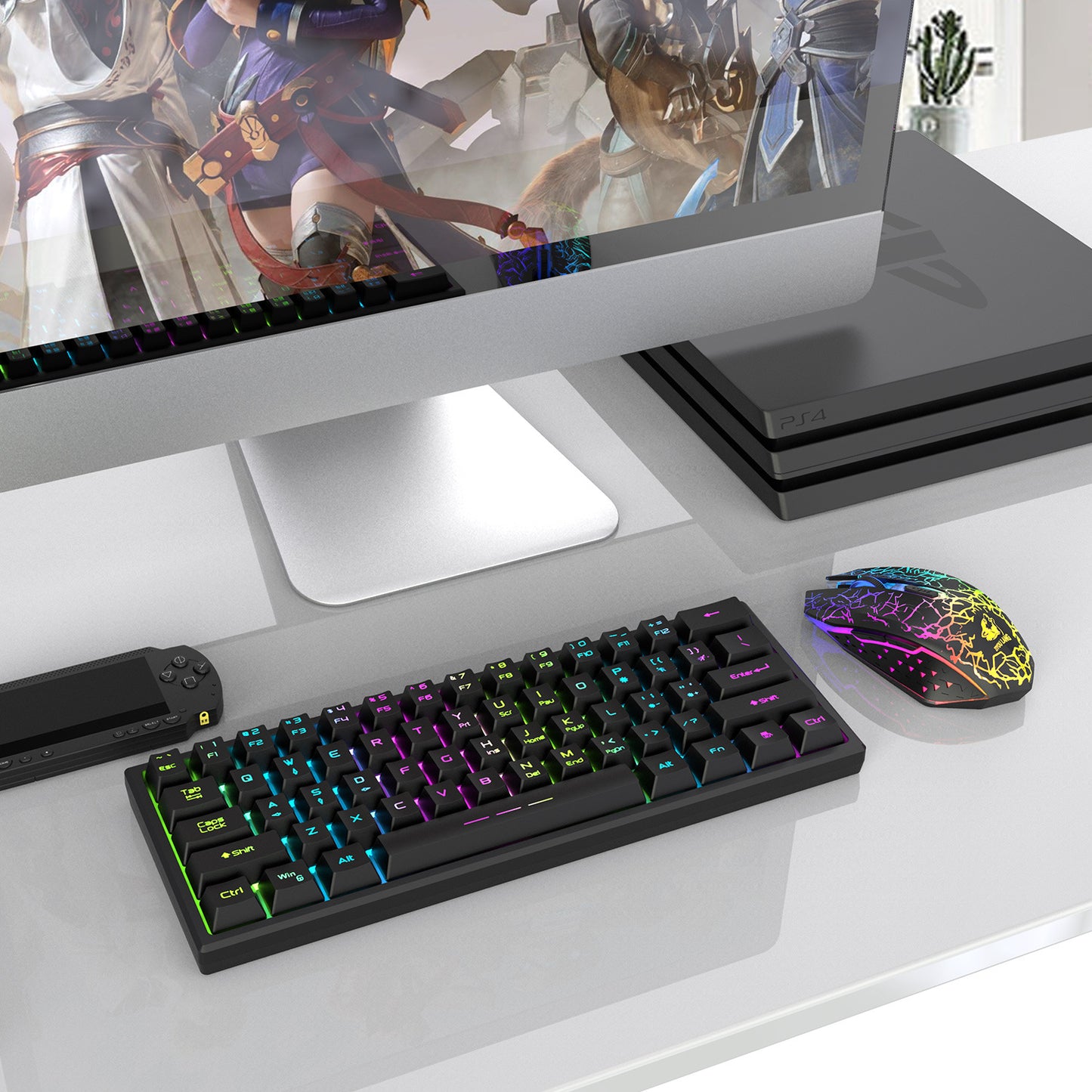 Free Wolf T61 Charging Wireless Keyboard And Mouse Set 61 Key Luminous Wireless Gaming Keyboard And Mouse Set Percent 60