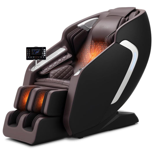 Massagesessel Ganzkörpermassagesessel Zero Gravity Mit SL-Schiene & Yoga-Stretch-Modus, Relaxsessel Mit Heizung & Einziehbarem Pedal & 36 Airbags & LCD-Bildschirm Massagestuhl 4D-Massage