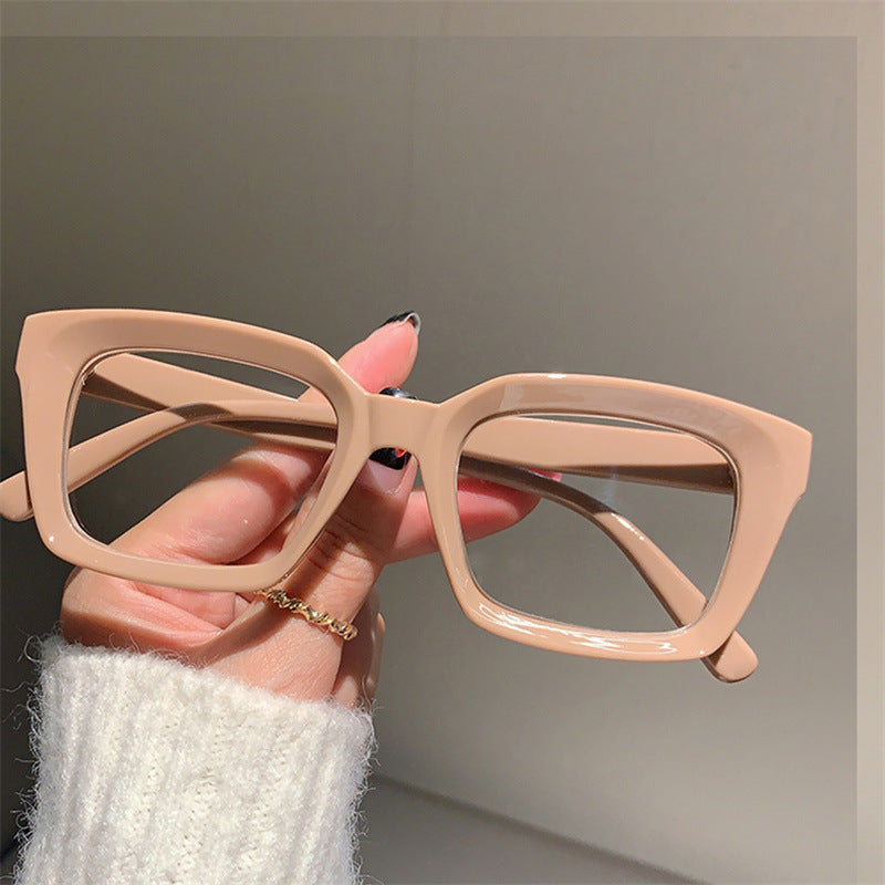 European And American Square Frame Street Photography Slimming High-value Korean Version Trendy Flat Glasses