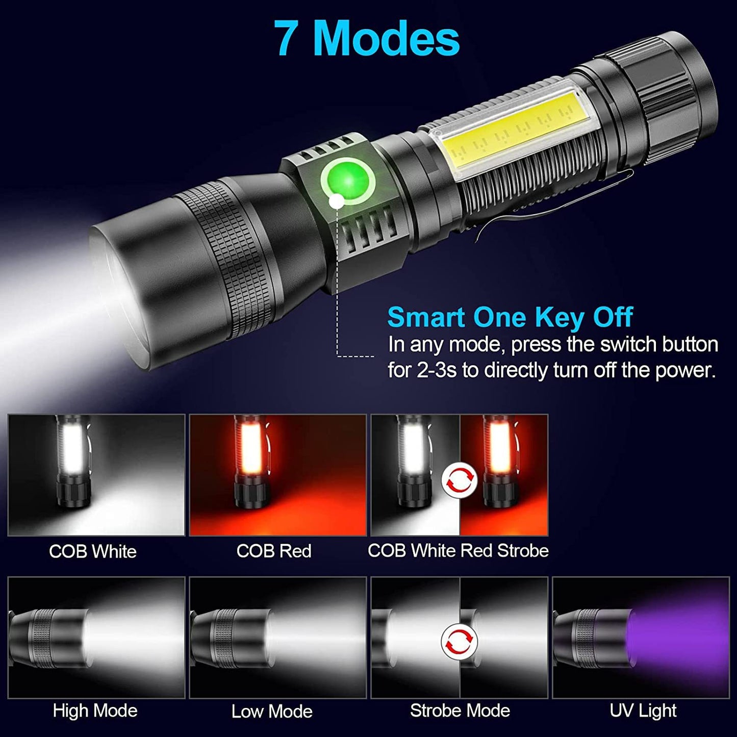 Multifunctional Magnet USB Charging Strong Light Focusing Flashlight