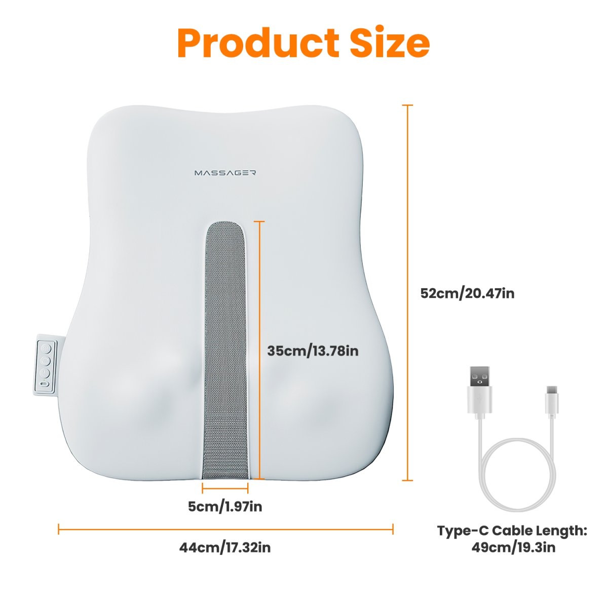 1 Set  Shiatsu Back Massager 3D Deep Tissue Kneading Massage Pillow Cordless USB Rechargeable With 3 Massaging Modes 2 Heating Levels 10Mins Auto-Off For Back Shoulder Waist Lumbar No Chair