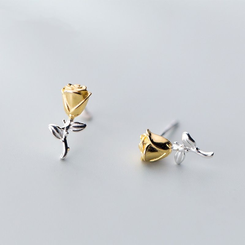 S925 Silver Stud Earrings For Women Korean Style  Rose Stud Earrings Sweet