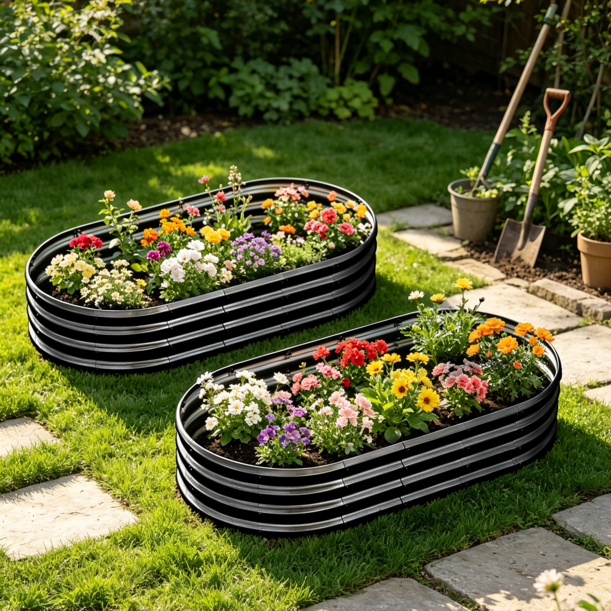 Galvanized Raised Garden Bed 6x3x1ft - Heavy Duty Metal Planter Box for Vegetables, Herbs & Flowers, Rust-Proof Outdoor Garden Bed with Large Capacity, Black, 2PCS