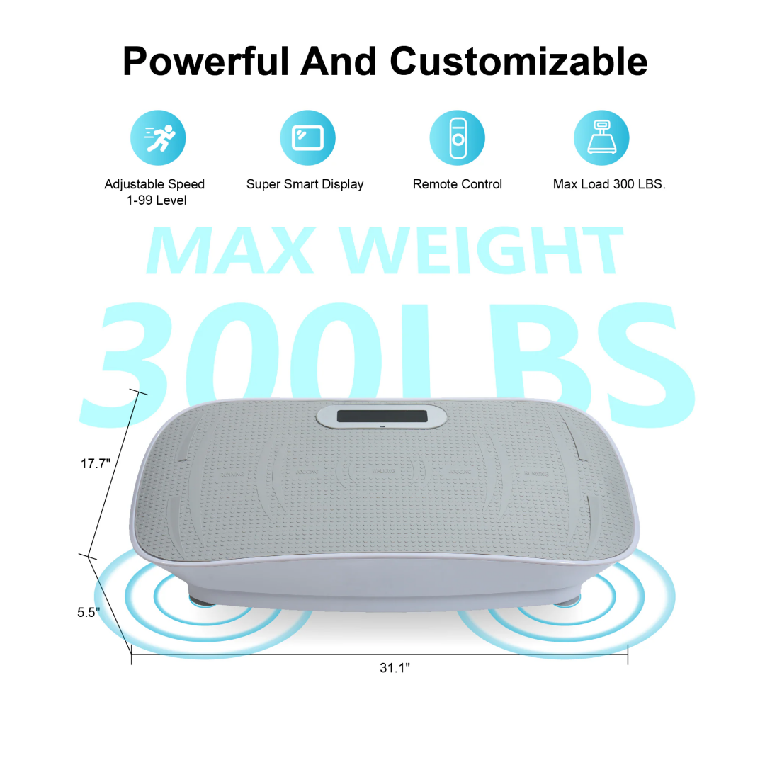 Full Body Vibration Platform Crazy Fitness Massage 10-Frequency Weight Loss & Fat Burner Shaking Machine For Unisex Grey 034