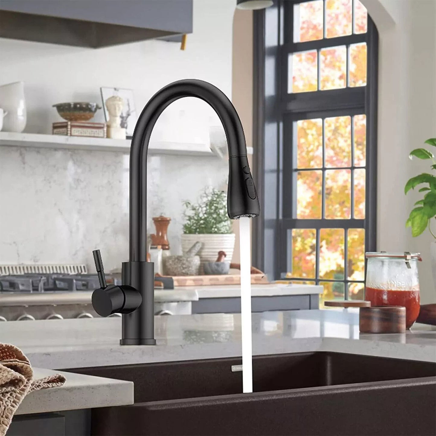 Kitchen Sink Mixer Taps Pull Out Spout Spray Single Lever Modern Mono Tap