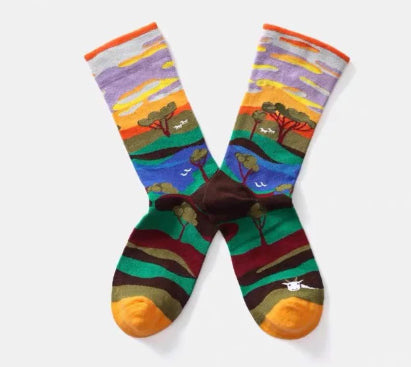 Personalized Oil Painting Ladies' Street Style Fashion Trend Cotton Socks