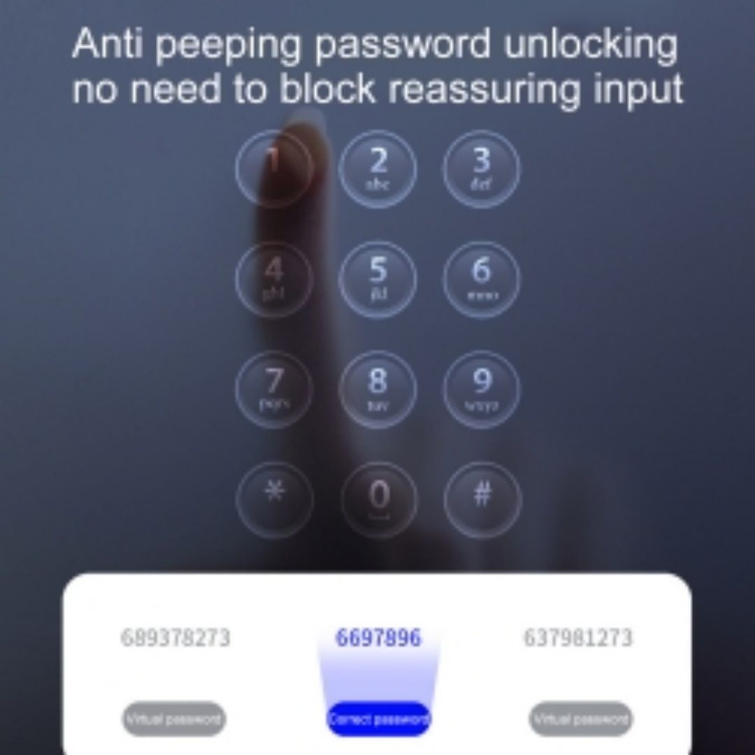 WIFI Digital Smart Door Lock Electronic Fingerprint Password Key Lock-black