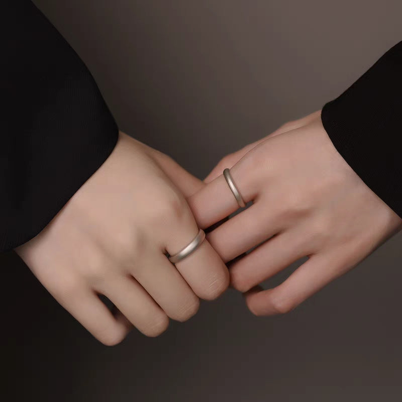 1 Pair 999 Sterling Silver Matte Dome Couple Rings, Minimalist Smooth Style, For Daily Wear & Valentine's Gifts