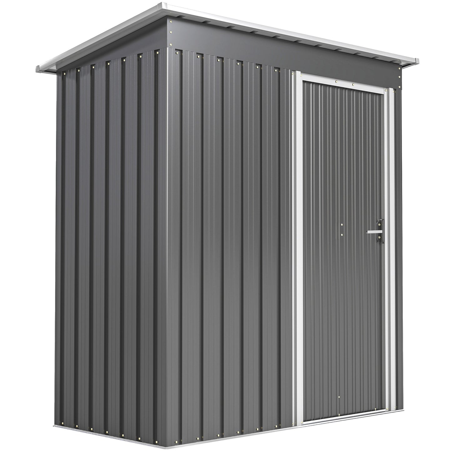 5 X 3ft Garden Storage Shed With Sliding Door And Sloped Roof Outdoor Equipment Tool, Light Grey