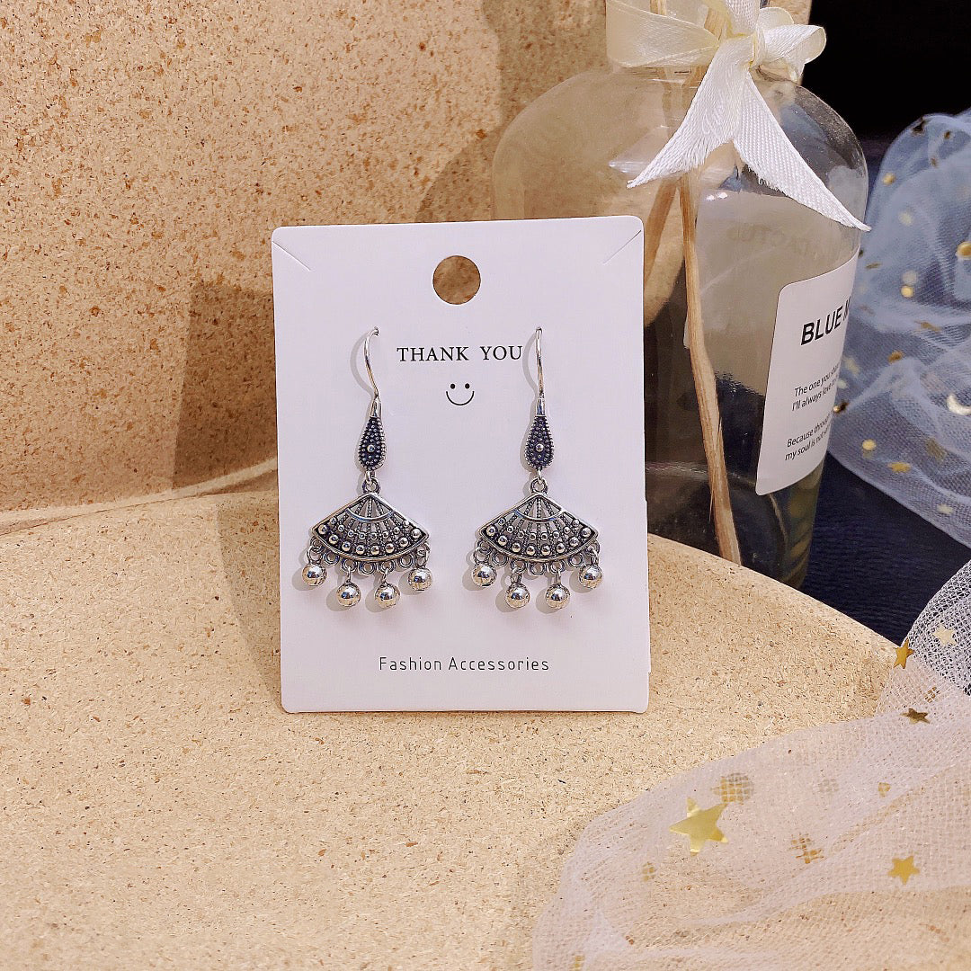 1pcs 999 Sterling Silver Boho Teardrop Drop Earrings, Vintage Ethnic Style, For Daily Wear & Casual Office Outfits