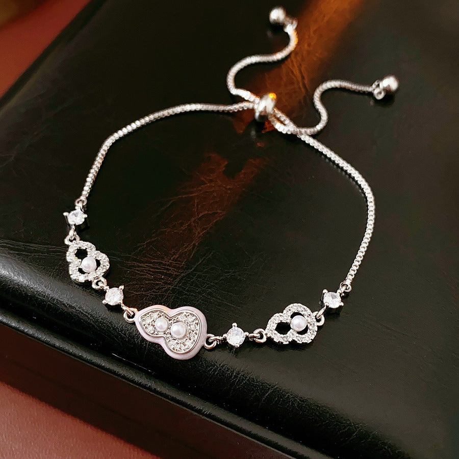 18K Gold Plated Gourd Zircon Pearl Bracelet Exquisite Elegant Versatile Bangle Luxury Premium Wrist Jewelry For Women