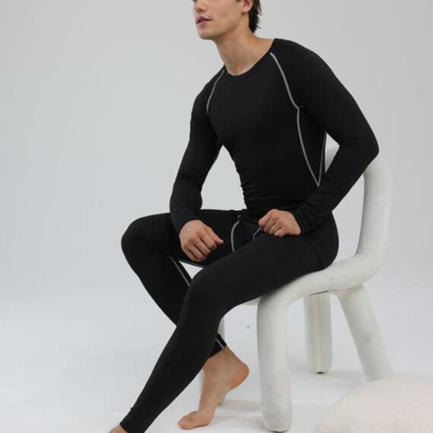 Men Thermal Underwear Set Slim Fit Base Layer Underwear Top Bottoms Suit For Home Outdoor Activities M