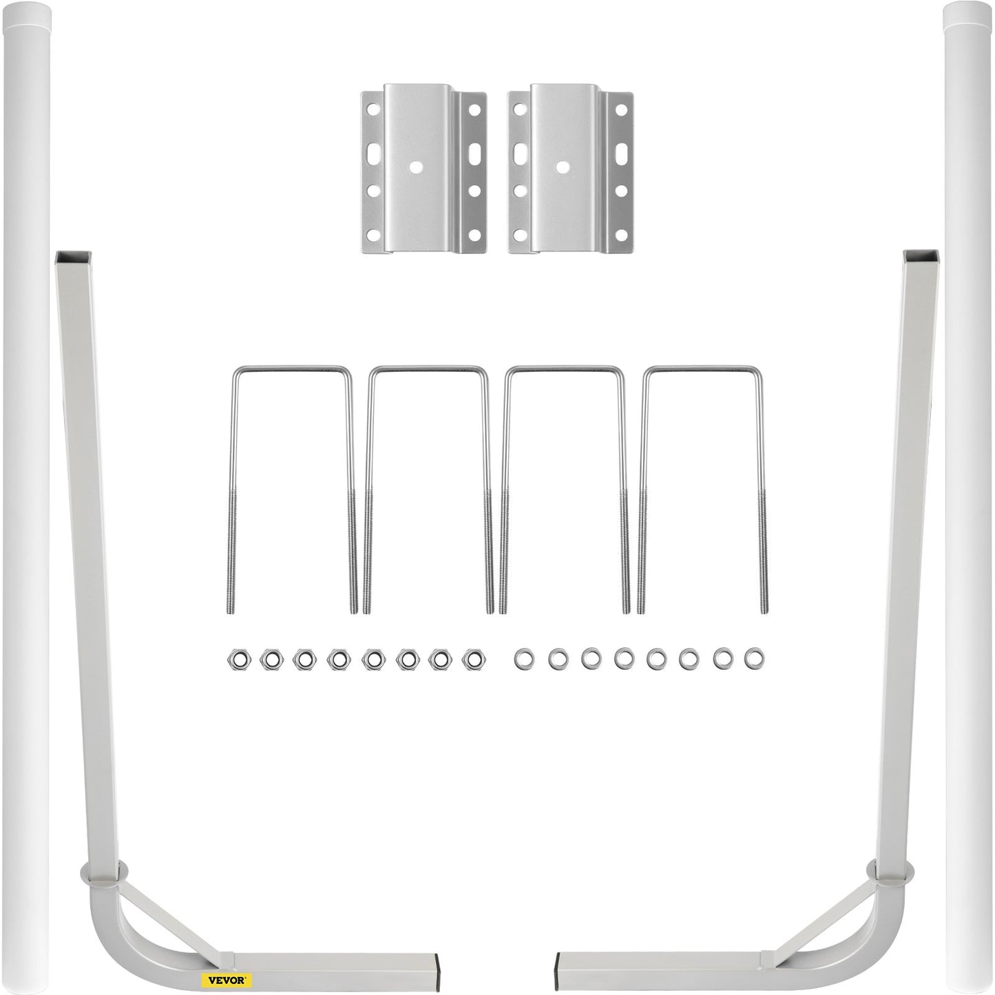 Boat Trailer Guide-on, 60\", 2PCS Steel Trailer Post Guide Ons, With White PVC Tube Covers, Complete Mounting Accessories Included, For Ski Boat, Fishing Boat Or Sailboat Trailer