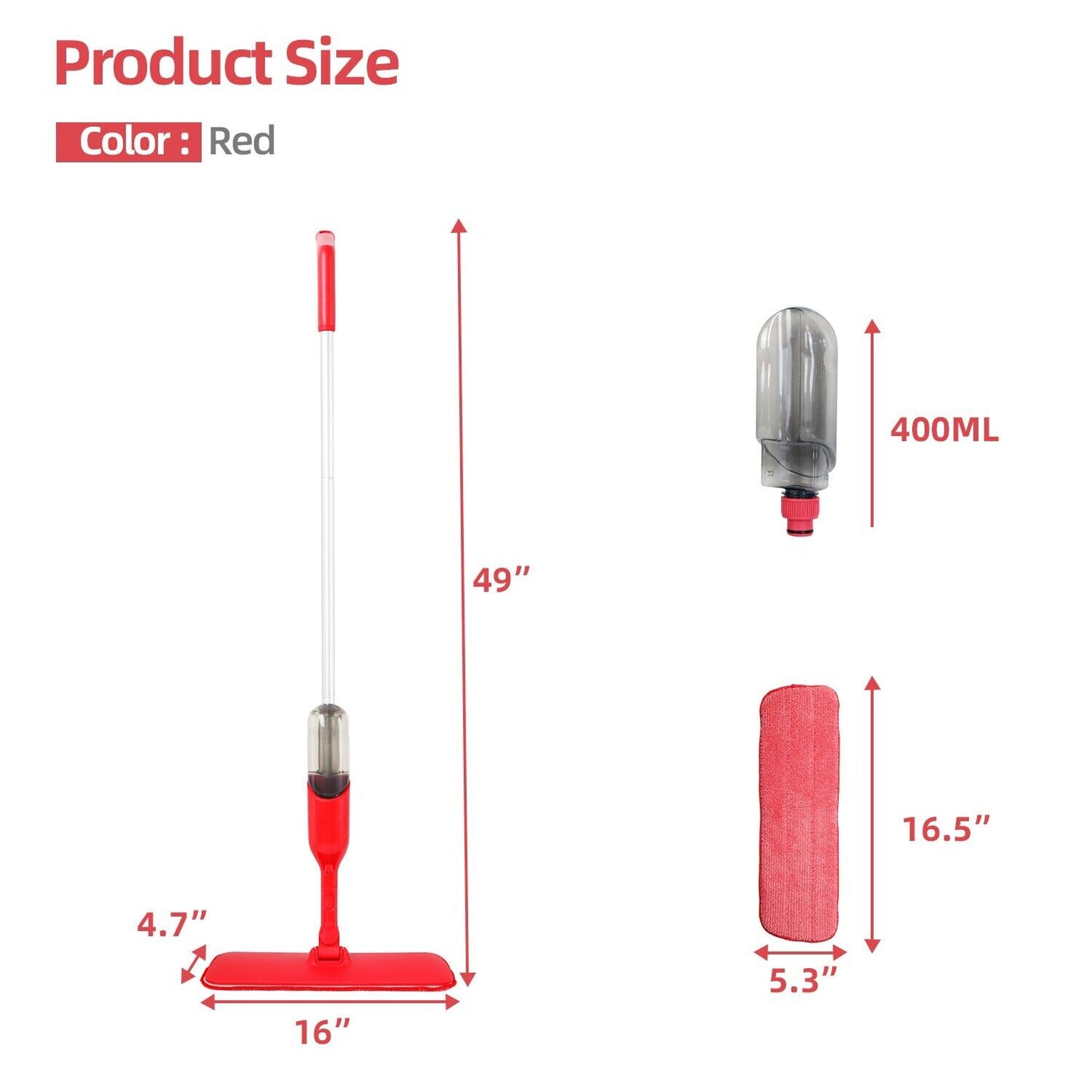 Spray Flat Mop Microfiber Pads Floor-Tile Kitchen Bathroom Living Room Cleaning