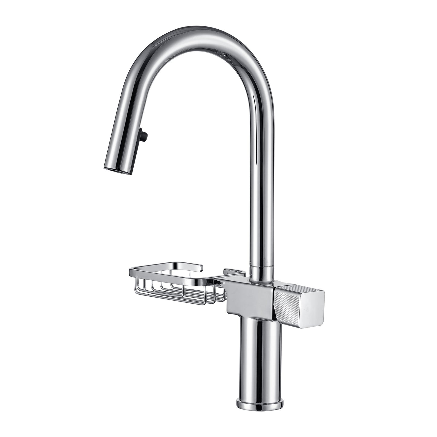 High Arc Pull-Down Kitchen Faucet - Single Hole Stainless Steel, Modern Sink Faucet  Chrome
