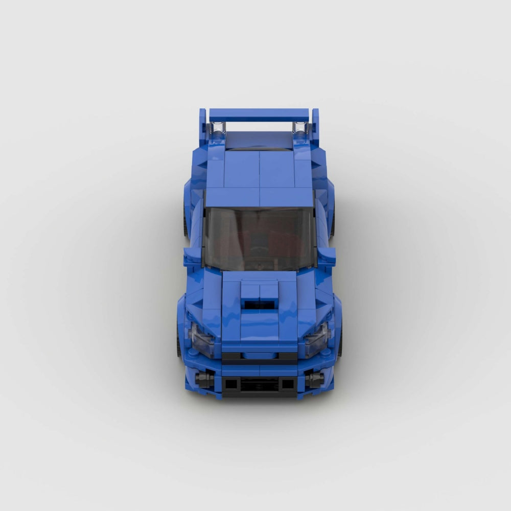 303PCS Blue JDM Rally Car Building Blocks, WRX STI Inspired Sports Sedan Toy With Rear Wing Kit For Kids 6 And Adults ,Collectible Drift Car Gift