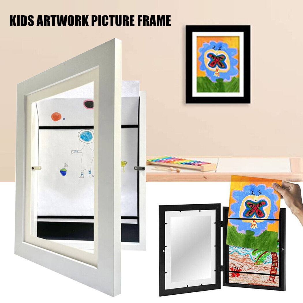 A4 Art Display Frame Kids Frames Photo Picture Crafts Drawing Storage Xmas Gifts-white
