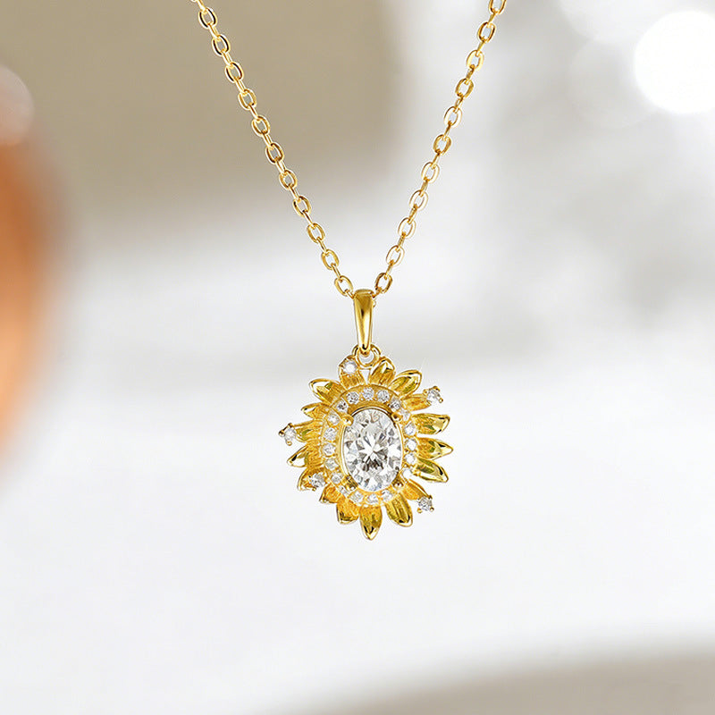 S925 Sterling Silver 5x7mm Oval Moissanite D Aisy Necklace 45cm D Color VVS1 Platinum Gold Plated GRA Certified Gift Box