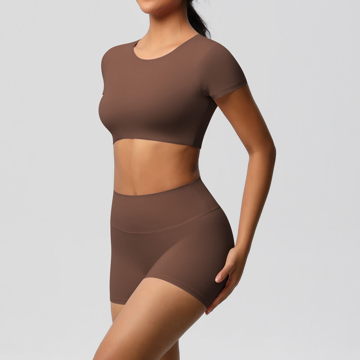 Solid Color Double-sided Brushed Yoga Clothes With Chest Suit Running