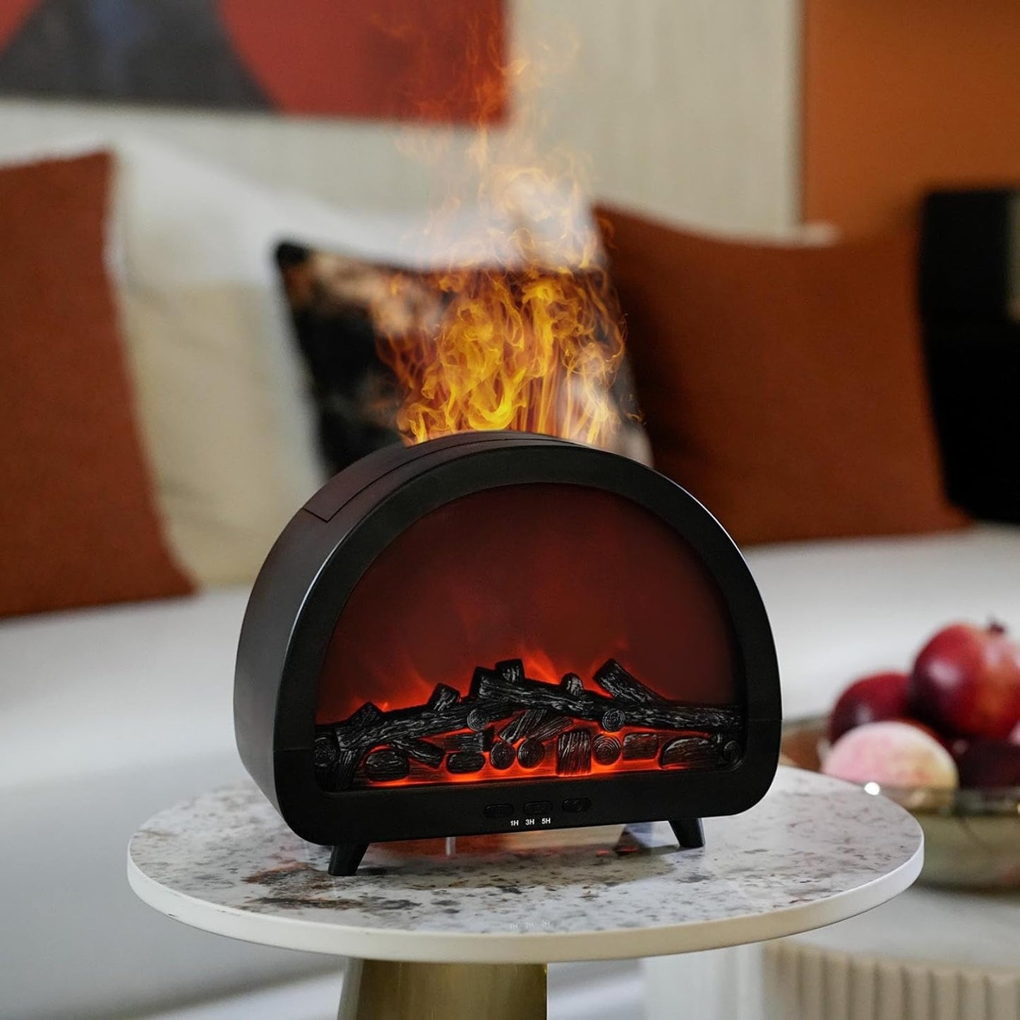 Portable Humidifier, Large Mist Volume, Fireplace Flame Aromatherapy Machine, Home Office Desk Essential Oil Automatic Fragrance Diffuser
