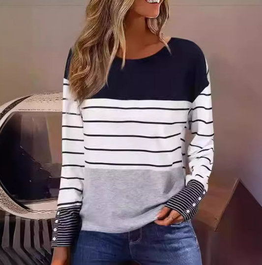 Korean Casual Women's Fashion Striped Top