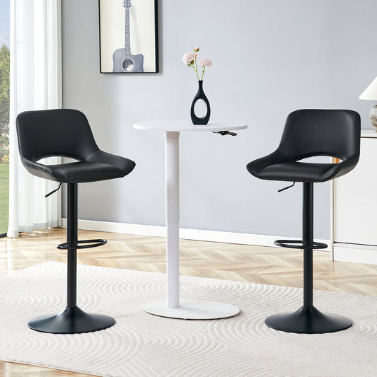 Modern Swivel Adjustable Bar Stools Set - 2 Pack, Black PU Material, With Footrest, Holds Up To 250 Lbs, Suitable For Home Bars And Kitchen Islands .