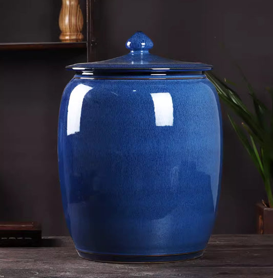 Ceramic Tea Storage Jar Rice Container Household Moisture-Proof Sealed Flour Bin