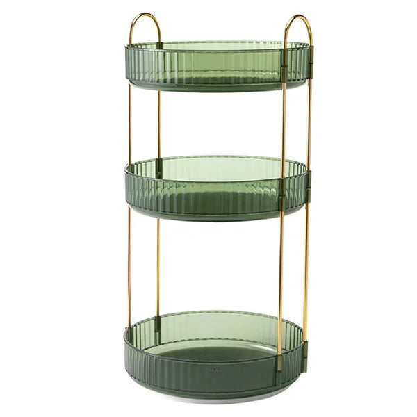 3 Tier Rotating Makeup Organizer 360° Spinning Perfume Cosmetic Storage Tray 55LBS Load Countertop Shelves For Lotion Lipstick