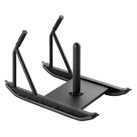 Weight Sled, Steel Power Sled, Fitness Strength Training Sleds For Athletic Exercise Speed Improvement, Workout Fitness Equipment With Handle, Compatible With 1/2 In Weight Plates, Black