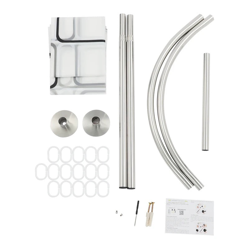 U Shape Shower Curtain Rod Retractable 0.9-1.3m Home Balcony Shower Room Shower Rod Curtain Bathroom Shower