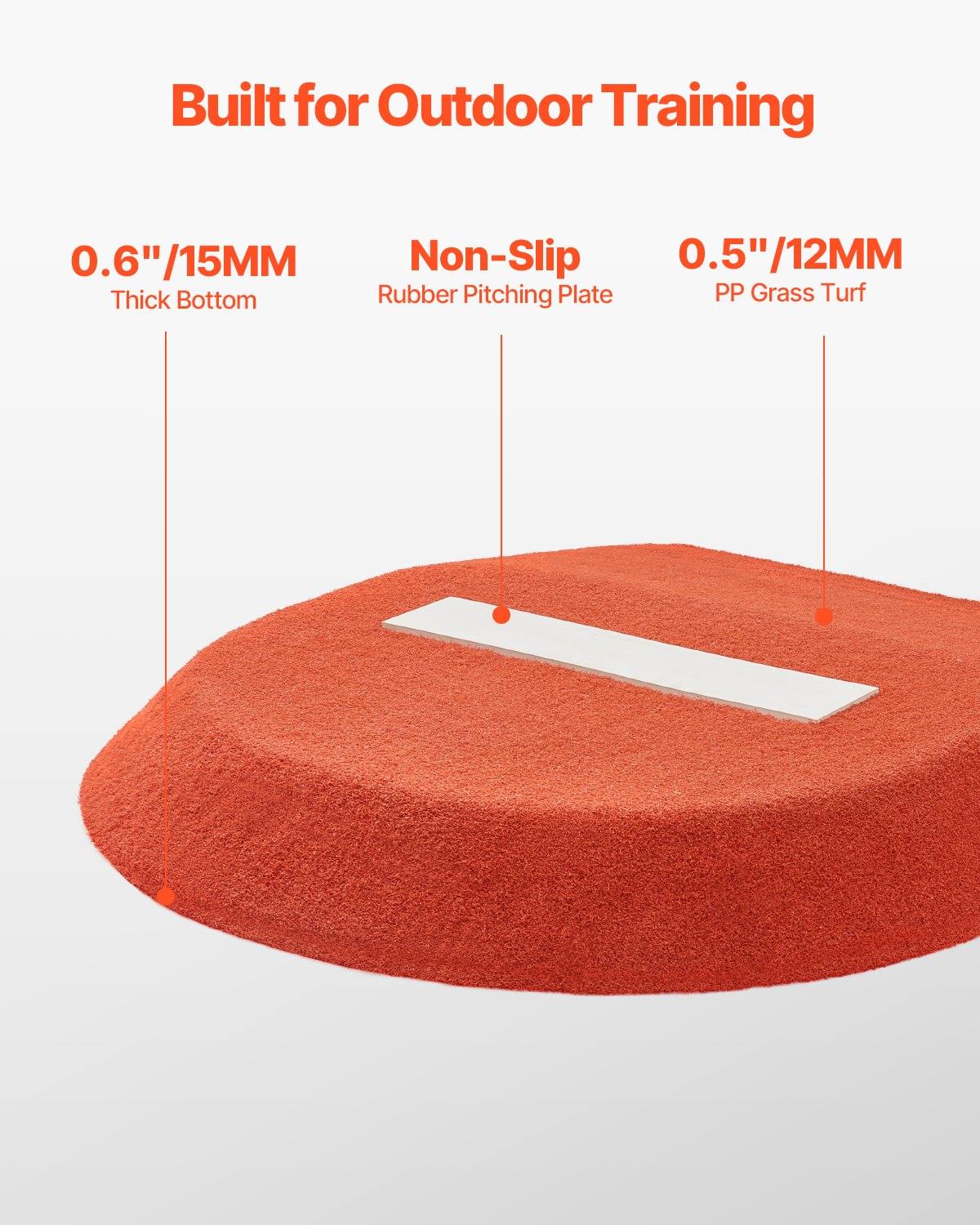 Pitching Mound, Portable Baseball Game Mound, 42 In Indoor Outdoor Pitching Practice And Training Equipment, One-Piece Softball Pitching Aids With Antifade Turf And Pitching Rubber